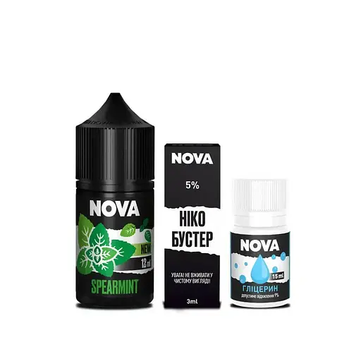 Набор компонентов для самозамеса солевой заправки Nova 30 мл SPEARMINT Мята, 0-50 мг (18081) - фото 2