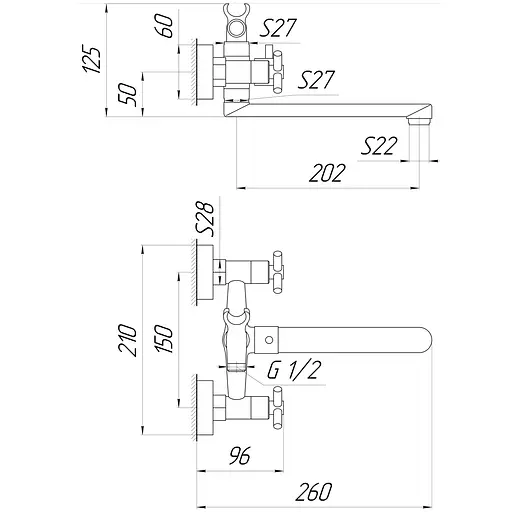 Змішувач для ванни Globus Lux DUKAT SD4-102N - фото 4