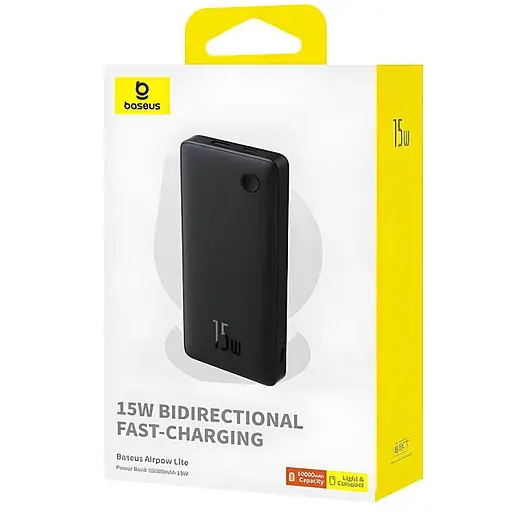 Портативний ЗП Power Bank Baseus Airpow Lite OS 15W 10000 mAh (P10067500) Cosmic Black - фото 4
