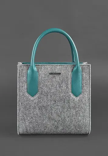 Женская фетровая сумка-кроссбоди Blackwood с кожаными бирюзовыми вставками - фото 2