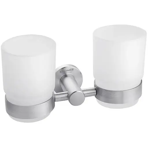 Склянка подвійна для ванної кімнати Kroner KRP Edelstahl Klassisch - ESG3708 CV025663 хром матовий - фото 1