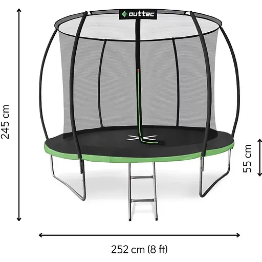 Батут Outtec Premium 8ft (252см) чорно-зелений з внутрішньою сіткою - фото 2