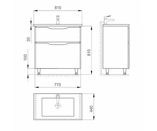 Тумба підлогова Sanwerk Ліга 80 мессина з умивальником Idea (MV0000859) - фото 3