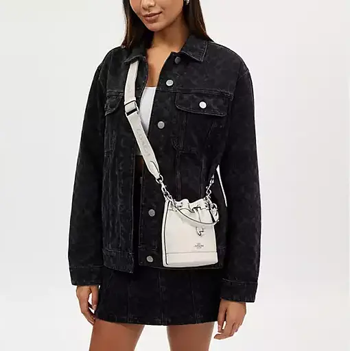 Женская кожаная сумка Bucket Bag (Белая) - фото 6