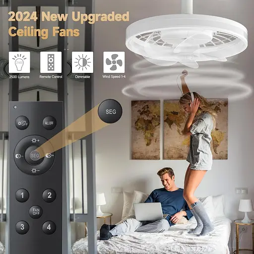 Потолочный вентилятор Acesal 12" с подсветкой и пультом дистанционного управления. - фото 2