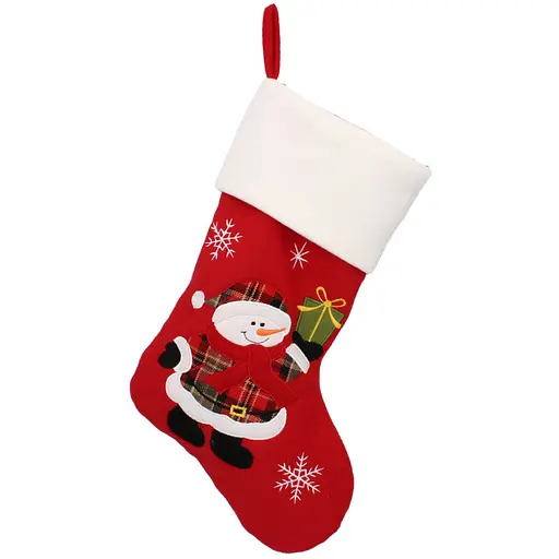 Шкарпетка новорічна декоративна Chomik Сніговик 45 см червона (SUN0295)