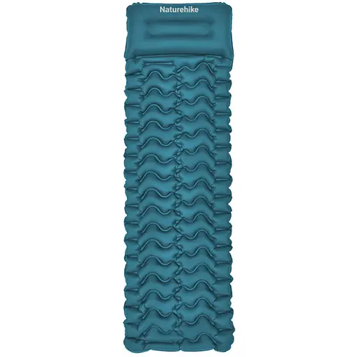 Матрас туристический надувной одноместный Naturehike CNK2550WS019, 200х60х6.5 см, синий, для кемпинга с мешком для надува.
