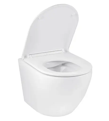 Унитаз подвесной безободковый Kroner Harz WHI493736 RIMLESS с сиденьем Slim Duroplast / Soft-close / Quick relase (KH493736WHIR) (CV029609) - фото 3