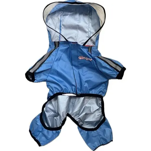 Дощовик для собак Ginger 3XL Плащівка світловідбивний синій Д-50 см ОГ-78 см ОШ-48 см