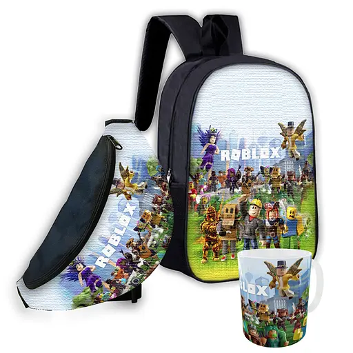 Набір дитячий Роблокс «Roblox» рюкзак 36х27см сумка-бананка, кружка з принтом для хлопчика (01589)