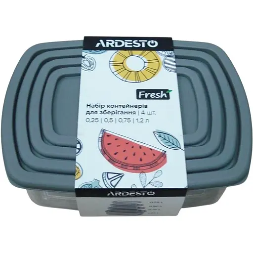 Набор контейнеров для продуктов питания Ardesto Fresh 4 шт. серый (AR1312R)