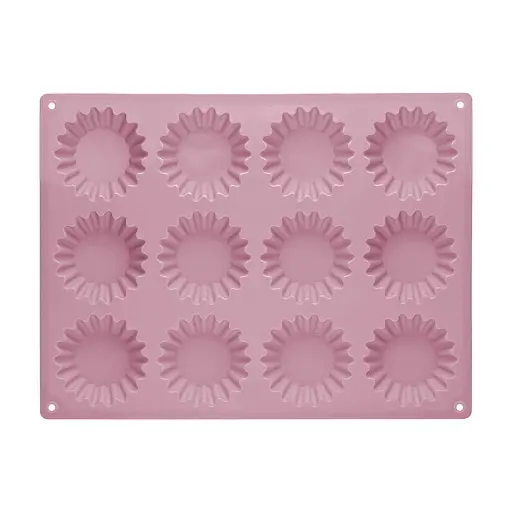 Форма силіконова на планшеті для випікання кексів та мафінів на 12 комірок 28x21.5 см, A-plus Рожевий 85955 - фото 7