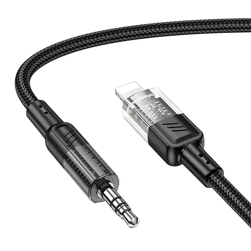 Аудiокабель HOCO UPA27 Spirit transparent digital audio conversion cable iP Black - фото 1