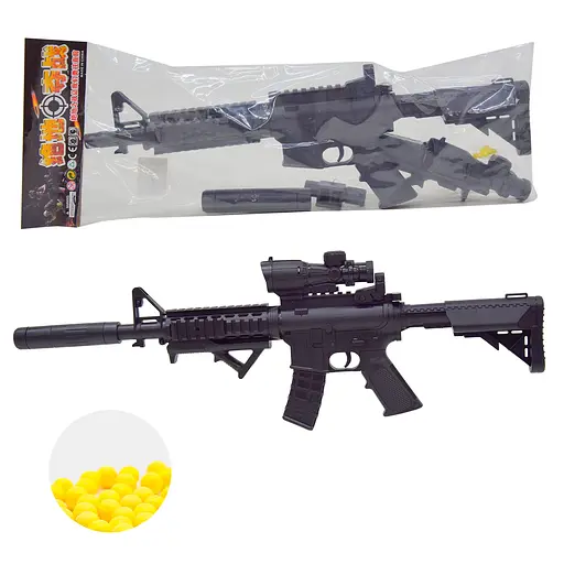 Автомат M4-2 на батарейках, лазер, кульки, в пакеті 58*19*7см (6951000018530) - фото 2