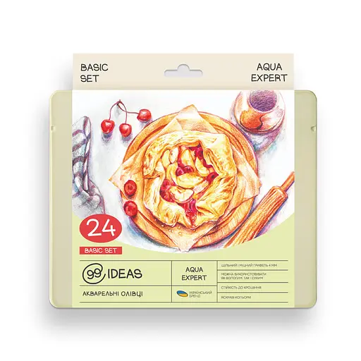 Набор карандашей акварельных 99IDEAS "Aqua Expert" 24 цвета, Basic Set, металлическая коробка, 99AE-24BAS
