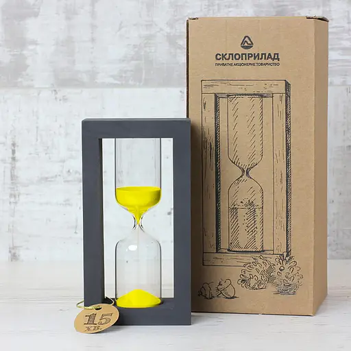 Часы песочные в деревянном корпусе на 15 минут (цвет черный/песок желтый), Склоприлад 86749 - фото 2