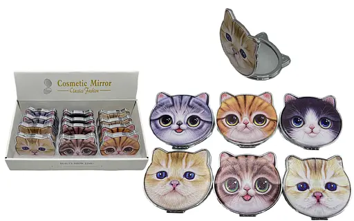 Зеркало карманное косметическое Котик фигурное 8 см (в ассортименте) - фото 2