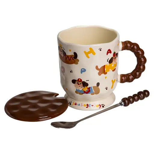 Чашка фарфоровая Sausage Dog 400 мл бежевый FM-17B - фото 3