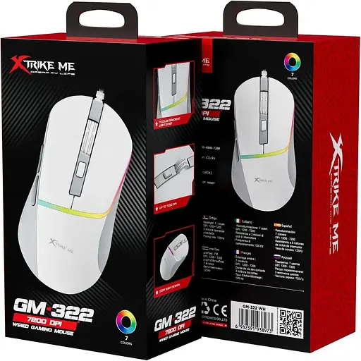 Миша Xtrike Me GM-322 RGB White (GM-322WH) - фото 2