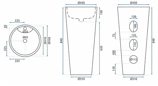 Умивальник Rea Anya granit matt мармур підлоговий REA-U5802, Мармур - фото 6