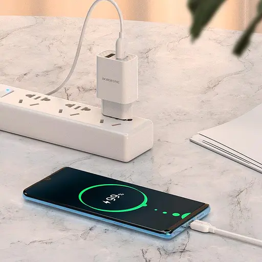 Зарядний набір блок із кабелем Borofone Powerway dual port charger set BA53A Micro USB білий - фото 3
