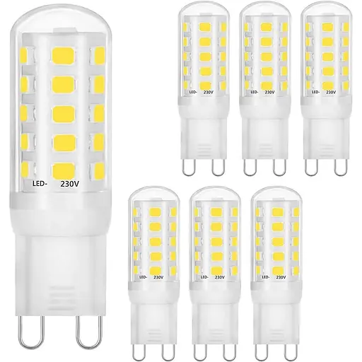 Светодиодные лампы Viaus G9 с регулировкой яркости, 3 Вт, дневной белый свет, эквивалент галогенным лампам 28–40 Вт, 3 Вт, G9 40