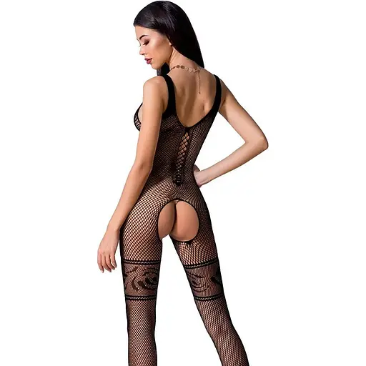 Бодістокінг Passion BS069 Black, комбінезон, імітація панчох і боді - фото 2