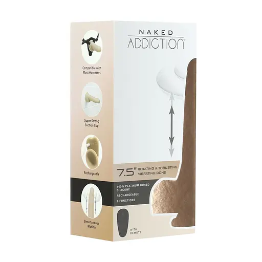 Фалоімітатор з ротацією та пульсацією Naked Addiction The Freak 7,5″ Rotating & Thrusting Vibrating - фото 8