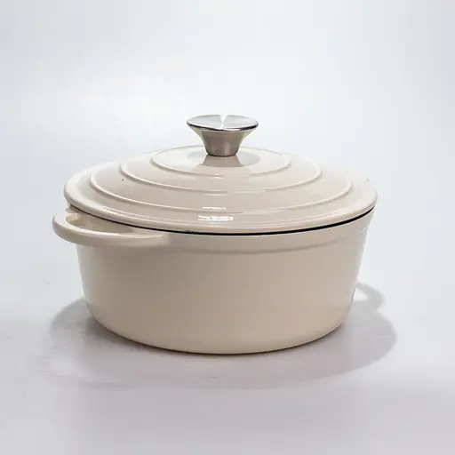 Кастрюля чугунная 2.5 л эмалированная с крышкой посуда для тушения запекания кухонная томония Белый Premium Cookware HP-1-14-WHITE - фото 7