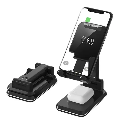 Бездротова док-станція 3в1 T6 3in1 15W+15W чорна - фото 5