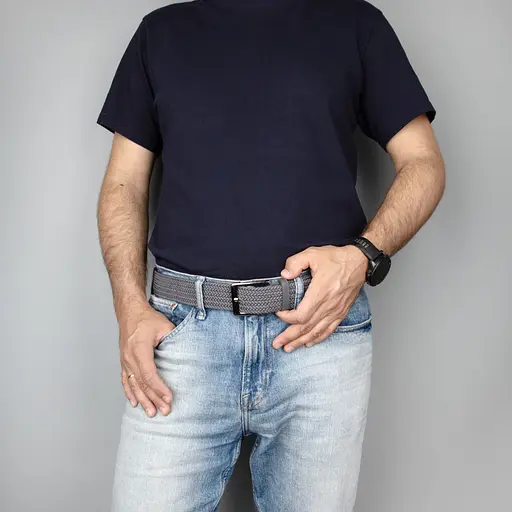 Ремень резинка мужской PS-40045 (115 см) серый плетеный - фото 4