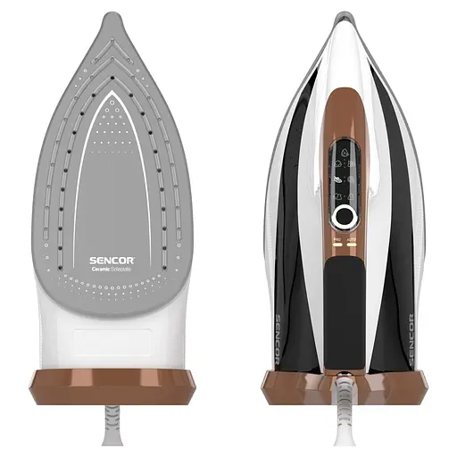 Sencor Утюг, 2800Вт, 330мл, паровой удар -195гр, постоянный пар - 55гр, pro и auto режимы, керам. подошва, бело-коричневый - фото 5