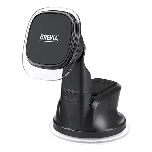 Тримач телефону автомобільний Brevia DashFix СrystalMag із присоскою, 4 магніти, чорний(48550) - фото 1