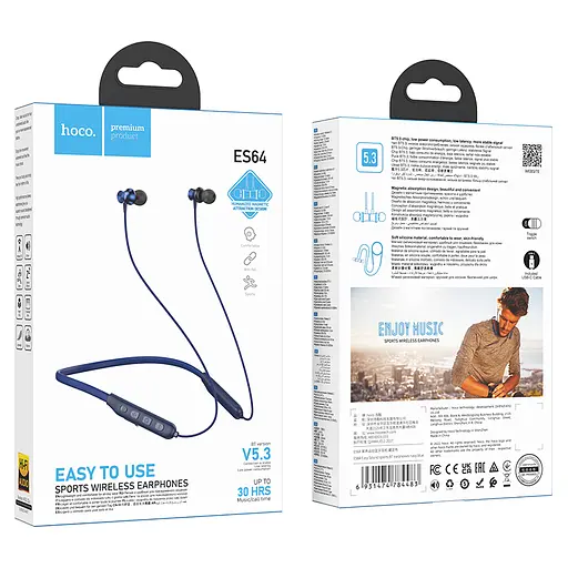 Бездротові навушники HOCO ES64 Easy Sound sports BT earphones Navy Blue - фото 3