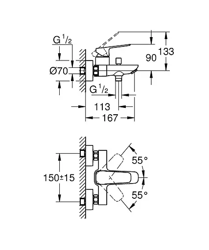 Смеситель для ванны Grohe Cubeo 1018132430 Черный матовый - фото 5