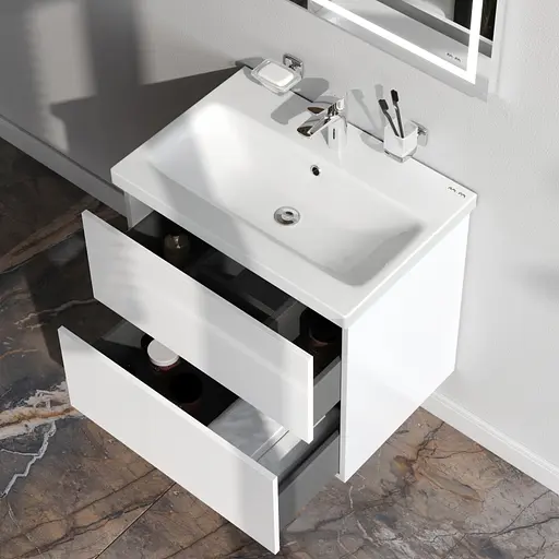 Тумба з умивальником AM.PM Gem підвісна 60 см білий MGA-FHX06022WG-WCC0602WG Білий - фото 4