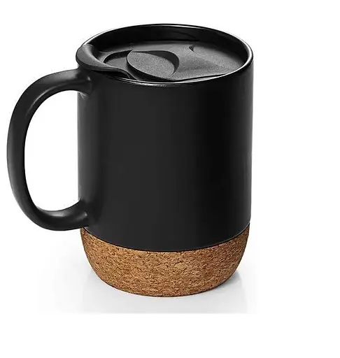 Кавові кухлі Double Black OldBro 400 мл з ізольованим корковим дном і кришкою - фото 3