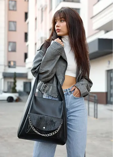 Женская сумка Sambag HOBO BLISS Черная 34 х 31 х 12 см (53453070) - фото 4