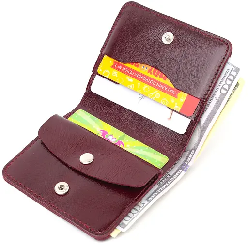 Женское кожаное портмоне Shvigel 9.3х9.5х1.3 см acs0022840 - фото 4