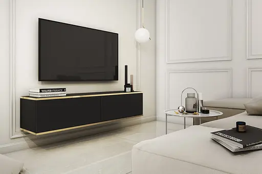 Тумба під телевізор навісна Perfect Home Оро / Oro 2-дверна RTV135 Чорний (PFH-091352)