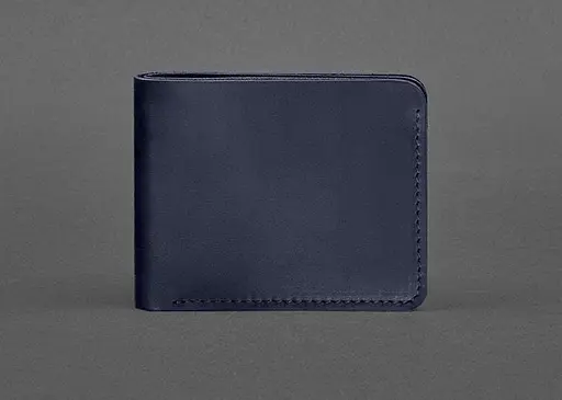 Кожаное портмоне 4.4 (с зажимом) синий краст - фото 1