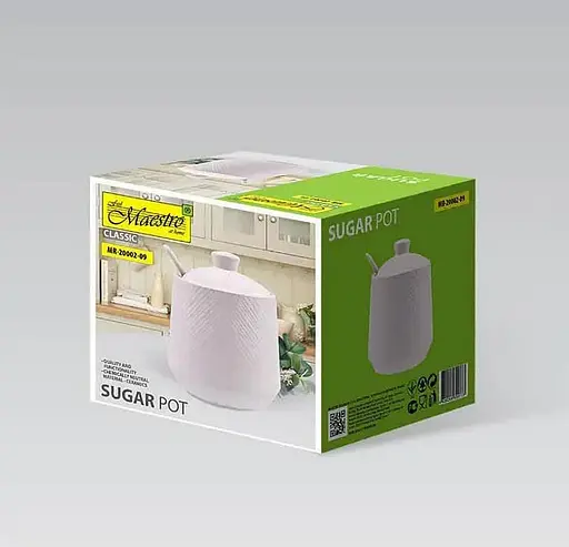 Cахарница керамическая с ложкой Maestro MR-20002-09 баночка емкость 300 мл Белая - фото 3