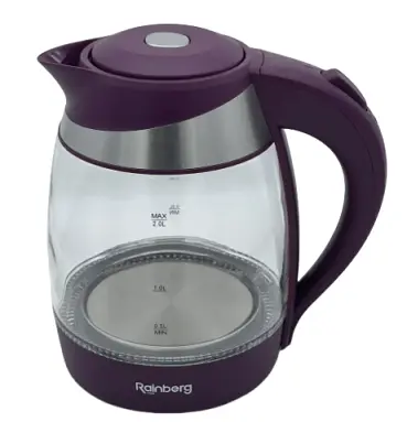 Электрический стеклянный дисковый чайник Rainberg RB-707 фиолетовый - фото 1