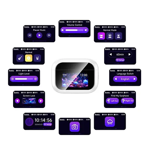 Бездротові навушники Hoco EW79 Bright, TWS, ANC, Touch Screen, BT5.4, 30mAh, 350mAh, 4h, white - фото 3