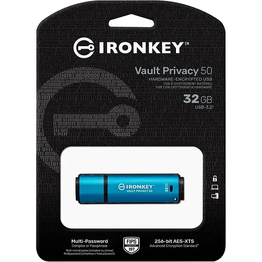 Флеш-накопичувач Kingston 32GB USB3.2 IronKey Vault Privacy 50 Type-A Blue (IKVP50/32GB) - фото 4