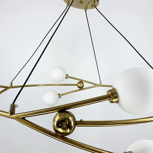 Стильная люстра в форме кольца в корпусе латунь с нежными плафонами Line.F K 09/8 AB - фото 5