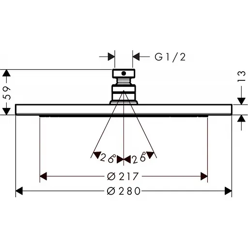 Верхний душ Hansgrohe Croma 280 1jet EcoSmart 9 л/мин Brushed Black хром 26221340, Шлифованный черный хром - фото 2
