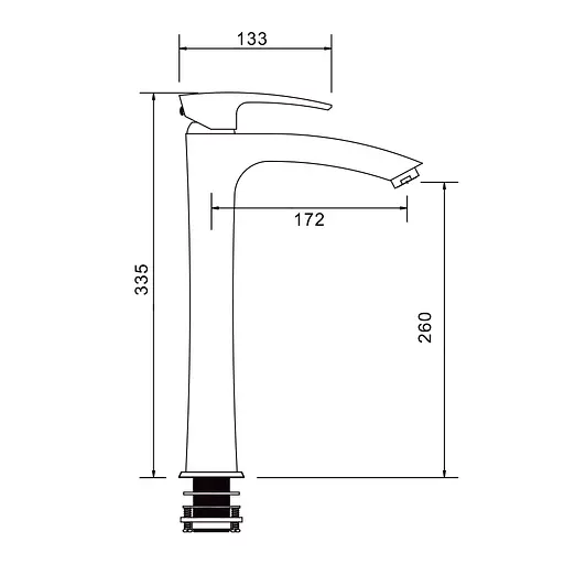 G1007-16 Змішувач для умивальника високий гайка чорний Ø35 Gappo Jacob 1/8, Чорний матовий - фото 5