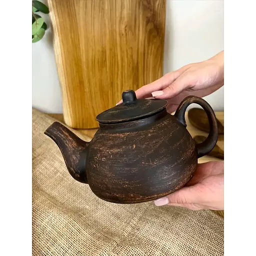 Чайник для завариваня 1 литр керамический (глиняный) с ручкой гладкий - фото 3