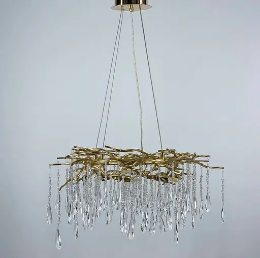 Люстра в золотистом корпусе с подвесными хрустальными элементами Ст. MD 6006 GD | Line F - фото 6